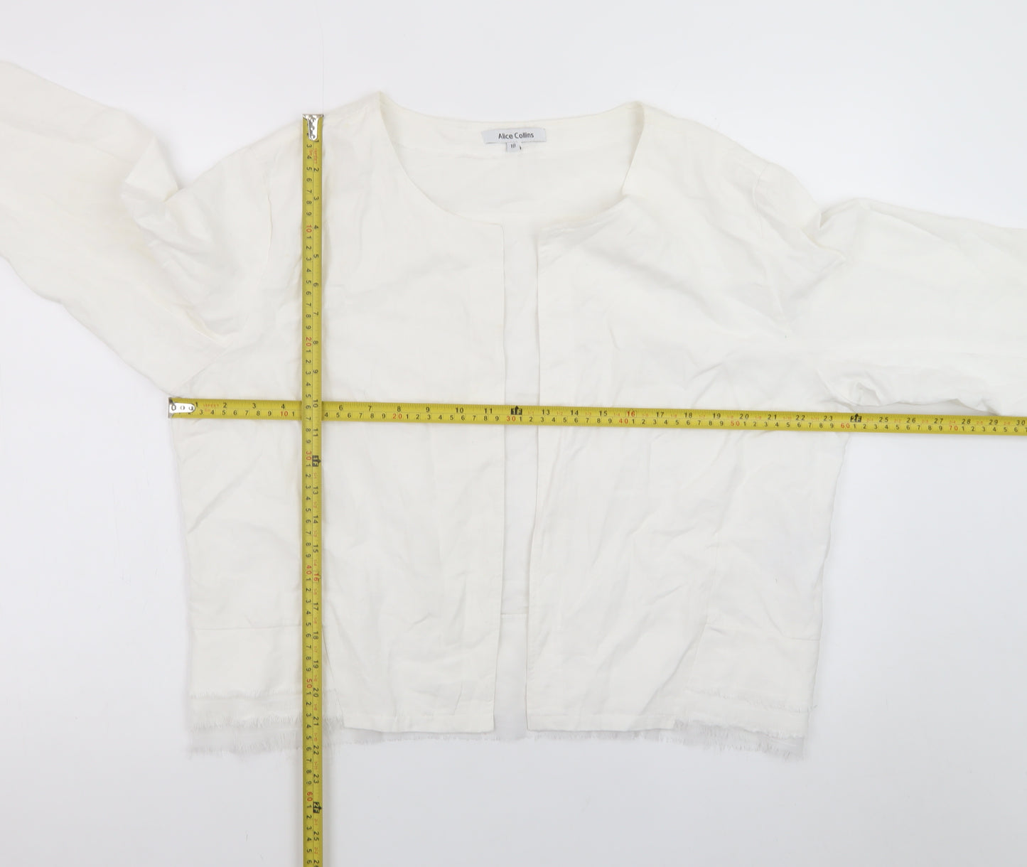 Alice Collins Women’s White Cotton Lined Jacket Size 18 Classic Short