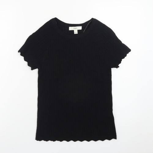 Marks and Spencer Women's Black Short Sleeve Knit T-Shirt Size S