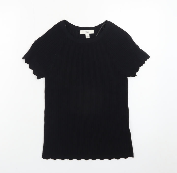 Marks and Spencer Women's Black Short Sleeve Knit T-Shirt Size S