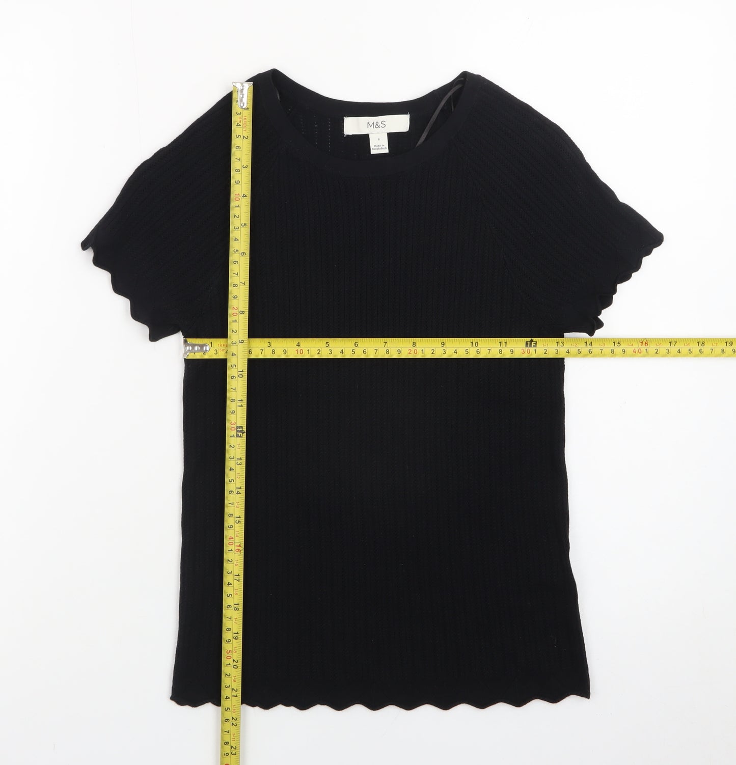 Marks and Spencer Women's Black Short Sleeve Knit T-Shirt Size S