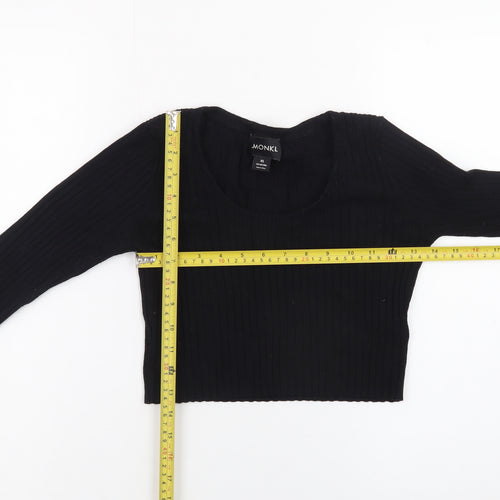 Monki Womens Black Cropped Ribbed Long Sleeve Top XS