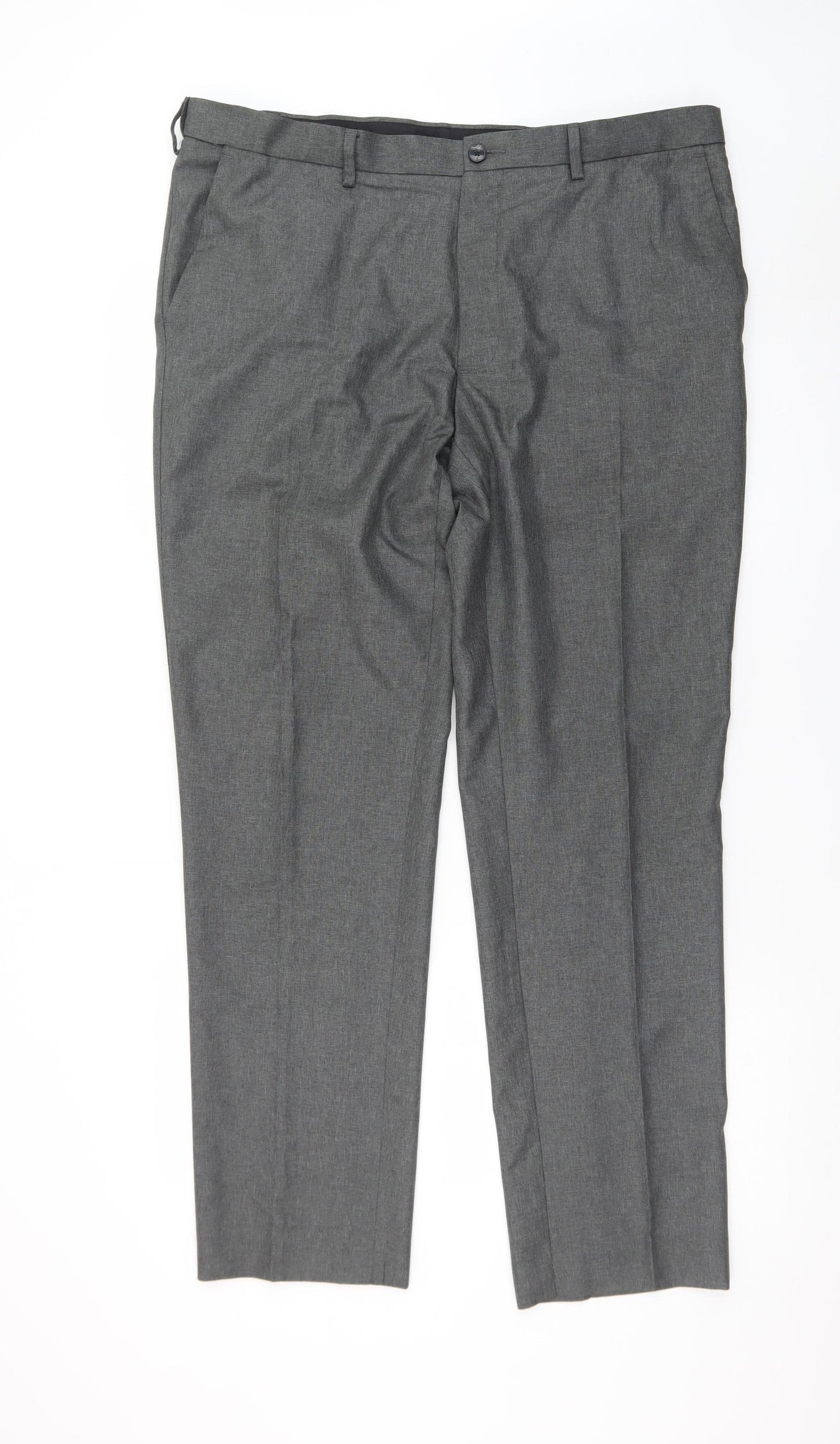 Marks and Spencer Men’s Grey 38W 31L Regular Fit Dress Trousers