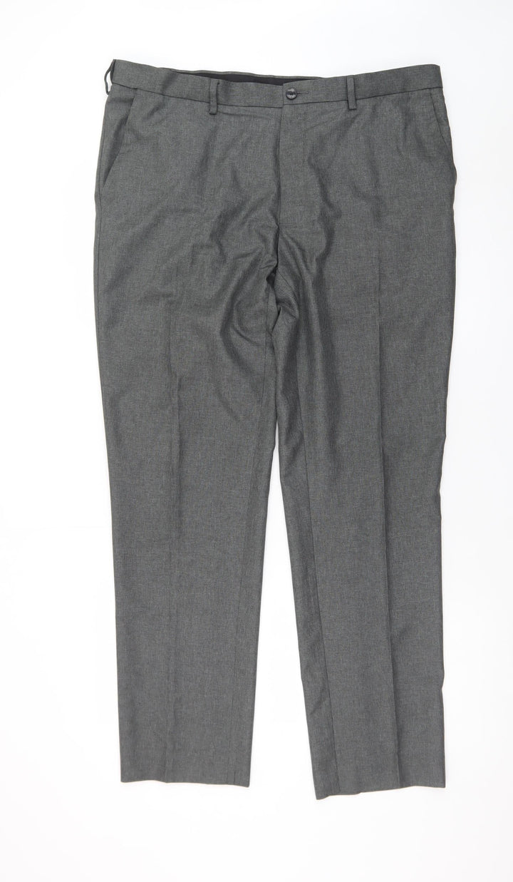 Marks and Spencer Men’s Grey 38W 31L Regular Fit Dress Trousers
