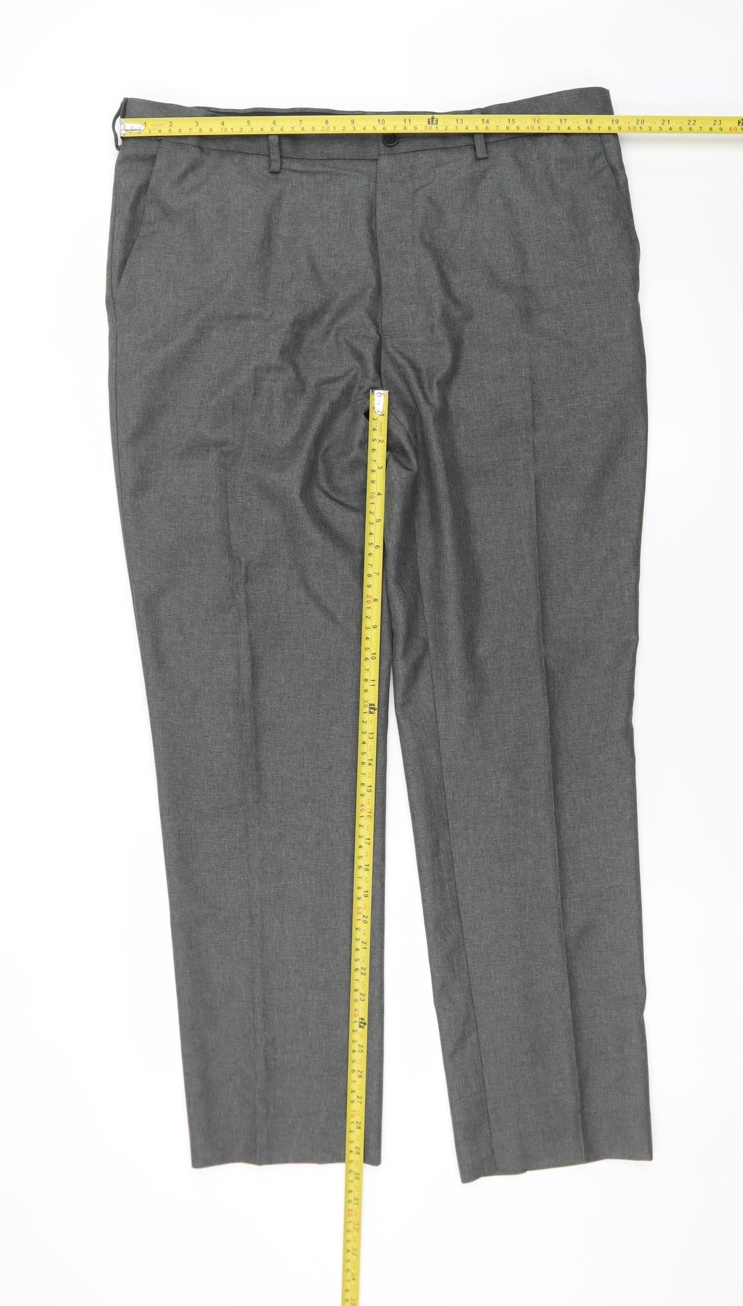 Marks and Spencer Men’s Grey 38W 31L Regular Fit Dress Trousers
