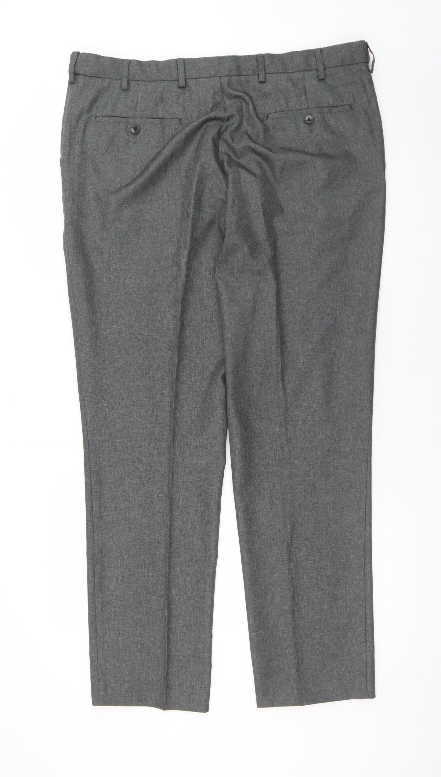 Marks and Spencer Men’s Grey 38W 31L Regular Fit Dress Trousers