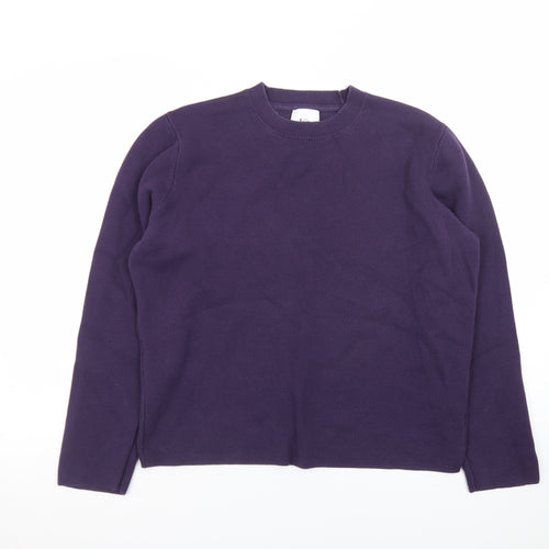 Kin Men's Purple Cotton Crew Neck Jumper Size M