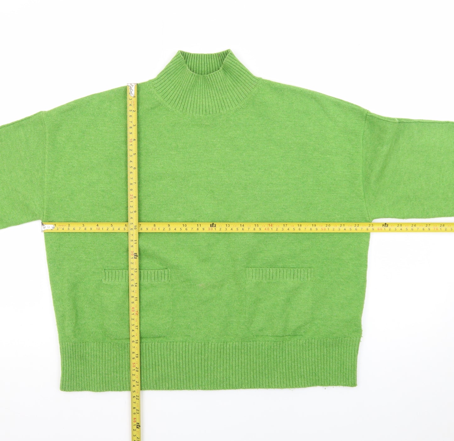Marks and Spencer Women Green Mock Neck Pullover Jumper Size M