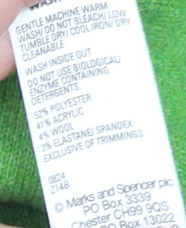 Marks and Spencer Women Green Mock Neck Pullover Jumper Size M
