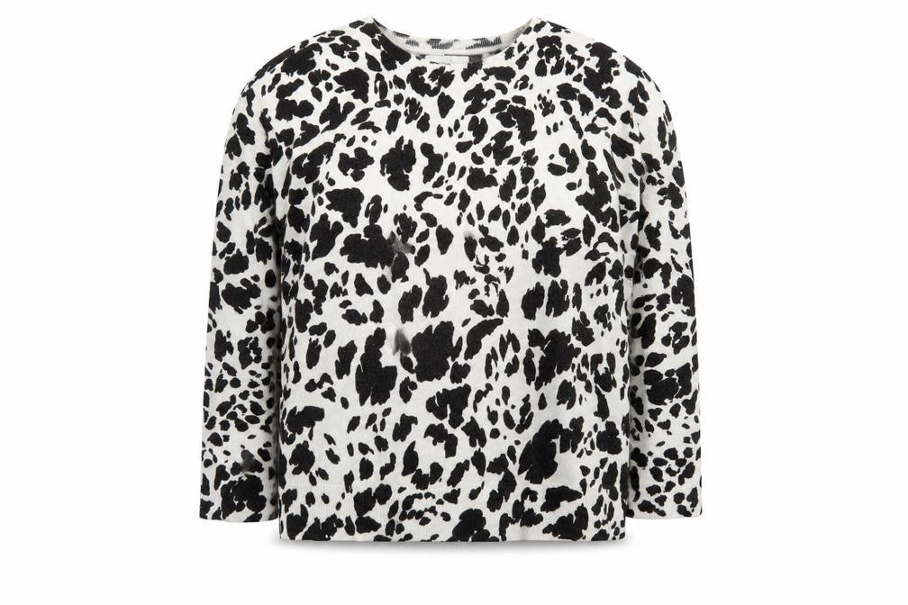 Marks and Spencer Women's Black Animal Print Crew Neck Jumper Size 14