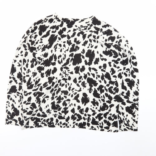 Marks and Spencer Women's Black Animal Print Crew Neck Jumper Size 14