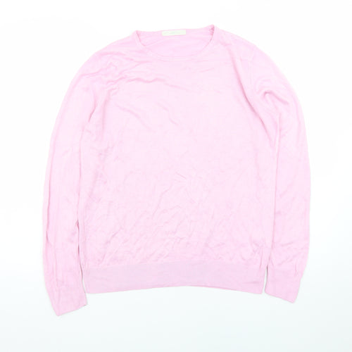 Marks and Spencer Women Pink Size 14 Acrylic Crew Neck Jumper