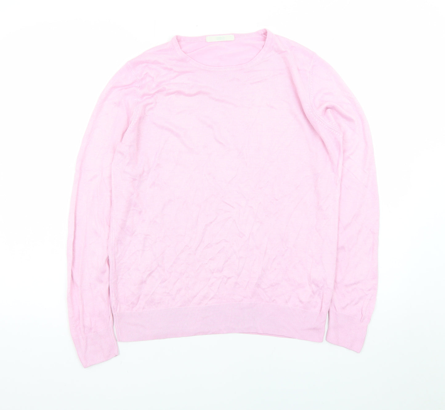Marks and Spencer Women Pink Size 14 Acrylic Crew Neck Jumper