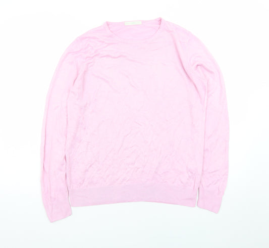 Marks and Spencer Women Pink Size 14 Acrylic Crew Neck Jumper