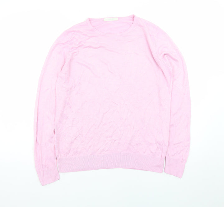 Marks and Spencer Women Pink Size 14 Acrylic Crew Neck Jumper