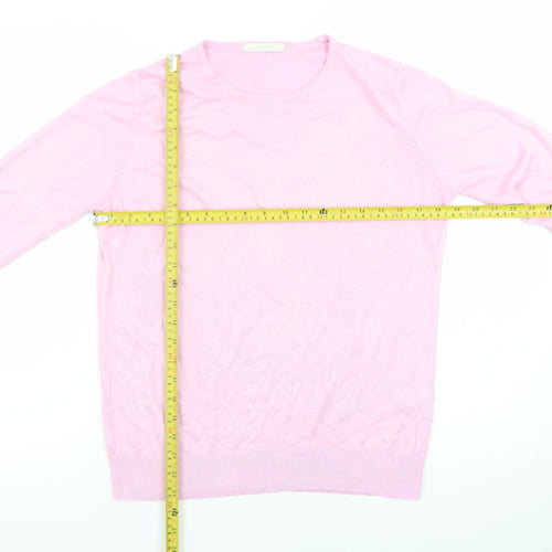 Marks and Spencer Women Pink Size 14 Acrylic Crew Neck Jumper