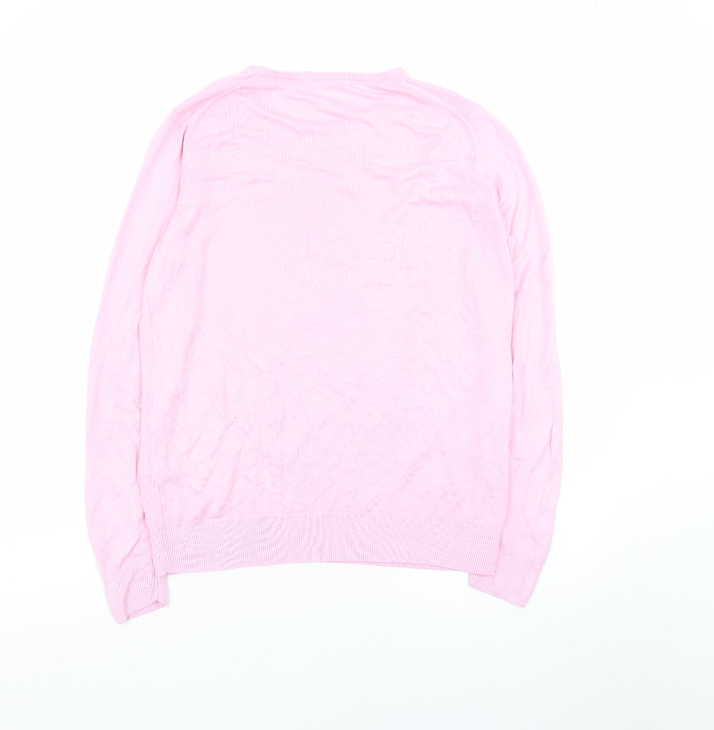 Marks and Spencer Women Pink Size 14 Acrylic Crew Neck Jumper