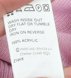 Marks and Spencer Women Pink Size 14 Acrylic Crew Neck Jumper