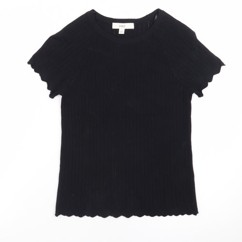Marks and Spencer Women’s Black Short Sleeve Ribbed Knit T-Shirt Size S