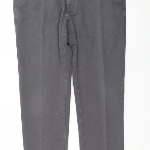 Marks and Spencer Men's Grey Chino Trousers Size L 38W 31L Regular Fit