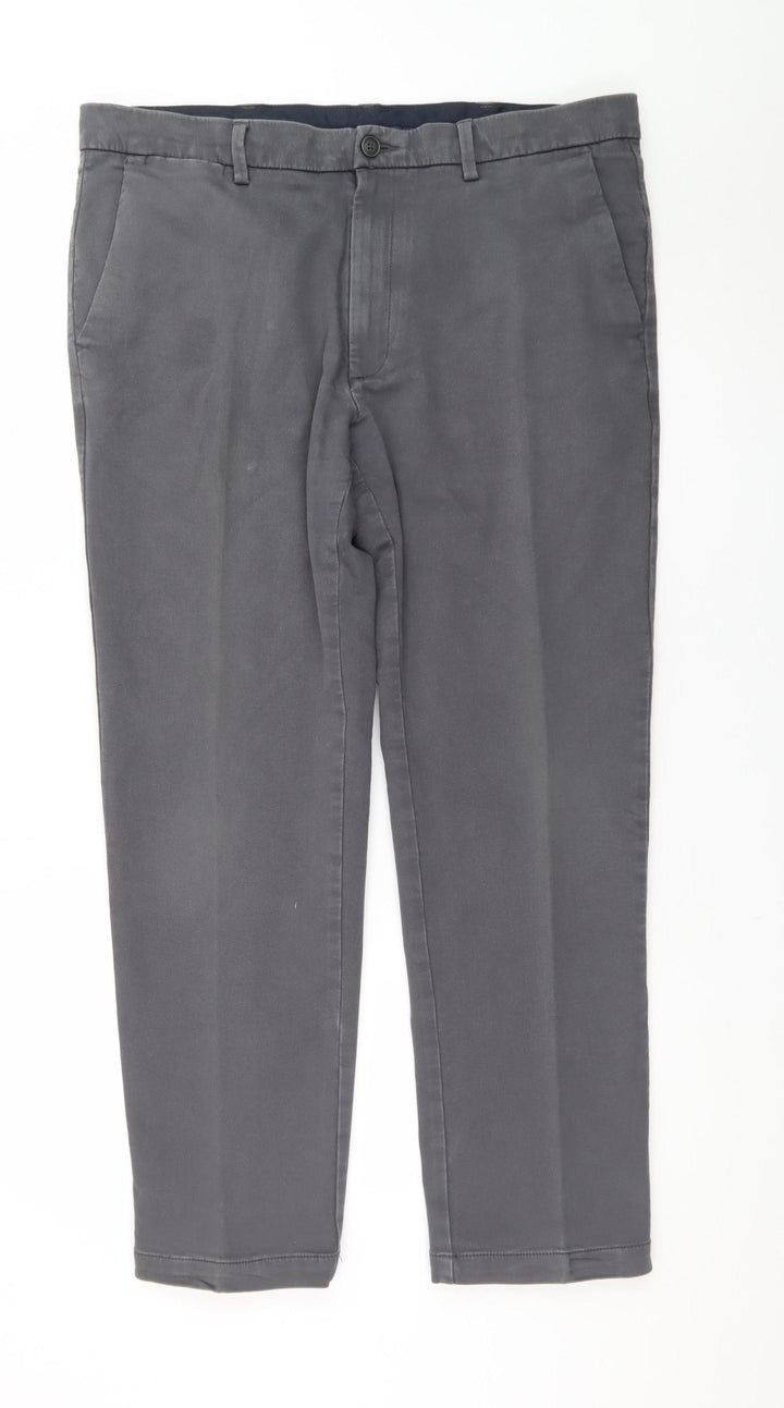 Marks and Spencer Men's Grey Chino Trousers Size L 38W 31L Regular Fit
