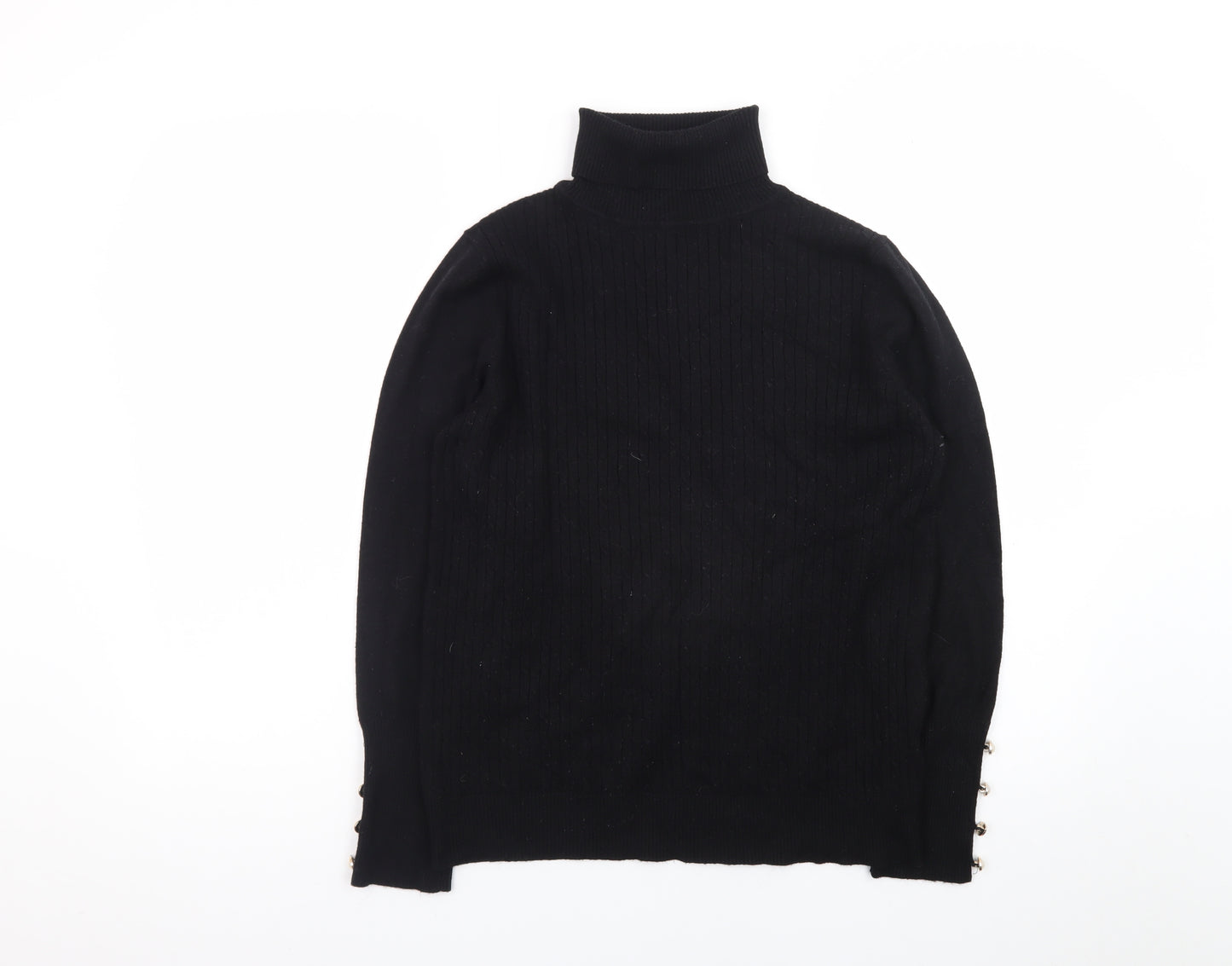 Quiz Womens Black Roll Neck Long Sleeve Pullover Jumper Size L