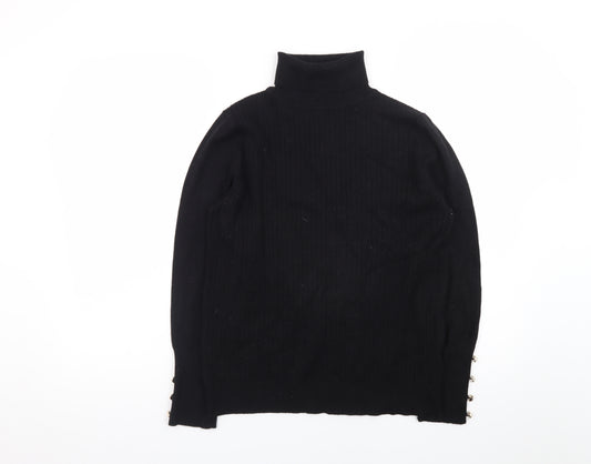 Quiz Womens Black Roll Neck Long Sleeve Pullover Jumper Size L