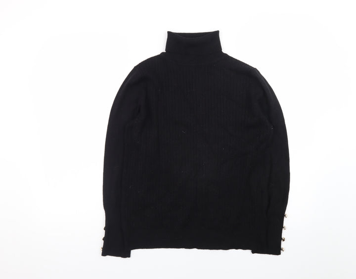 Quiz Womens Black Roll Neck Long Sleeve Pullover Jumper Size L
