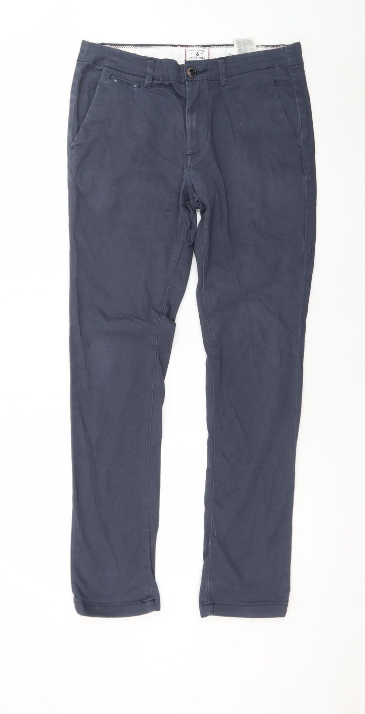 Jack & Jones Men's Blue Slim Fit Chino Trousers Size 30x32