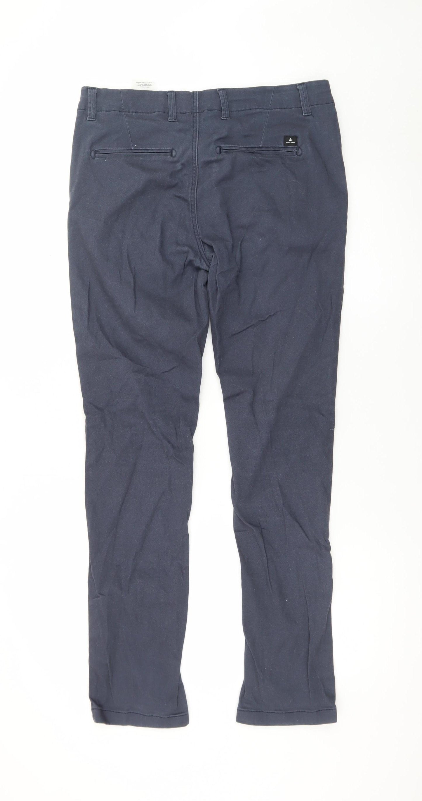 Jack & Jones Men's Blue Slim Fit Chino Trousers Size 30x32