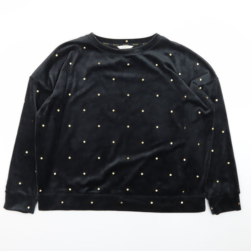 Marks and Spencer Womens Black Velvet Studded Pullover Sweatshirt Size L