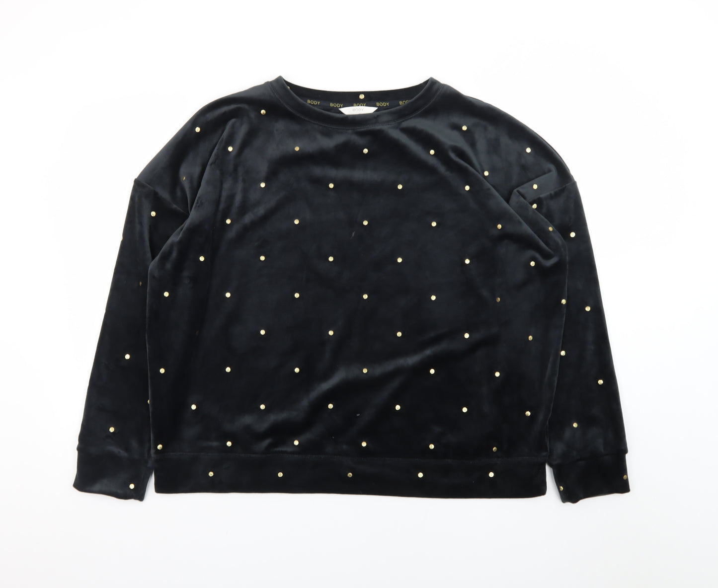 Marks and Spencer Womens Black Velvet Studded Pullover Sweatshirt Size L