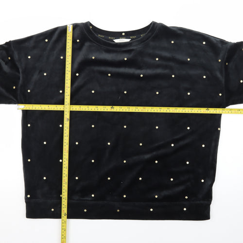 Marks and Spencer Womens Black Velvet Studded Pullover Sweatshirt Size L