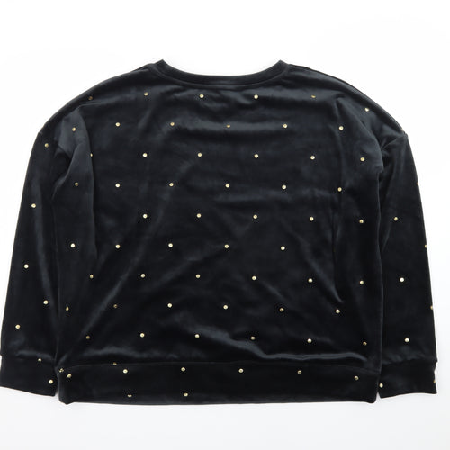 Marks and Spencer Womens Black Velvet Studded Pullover Sweatshirt Size L