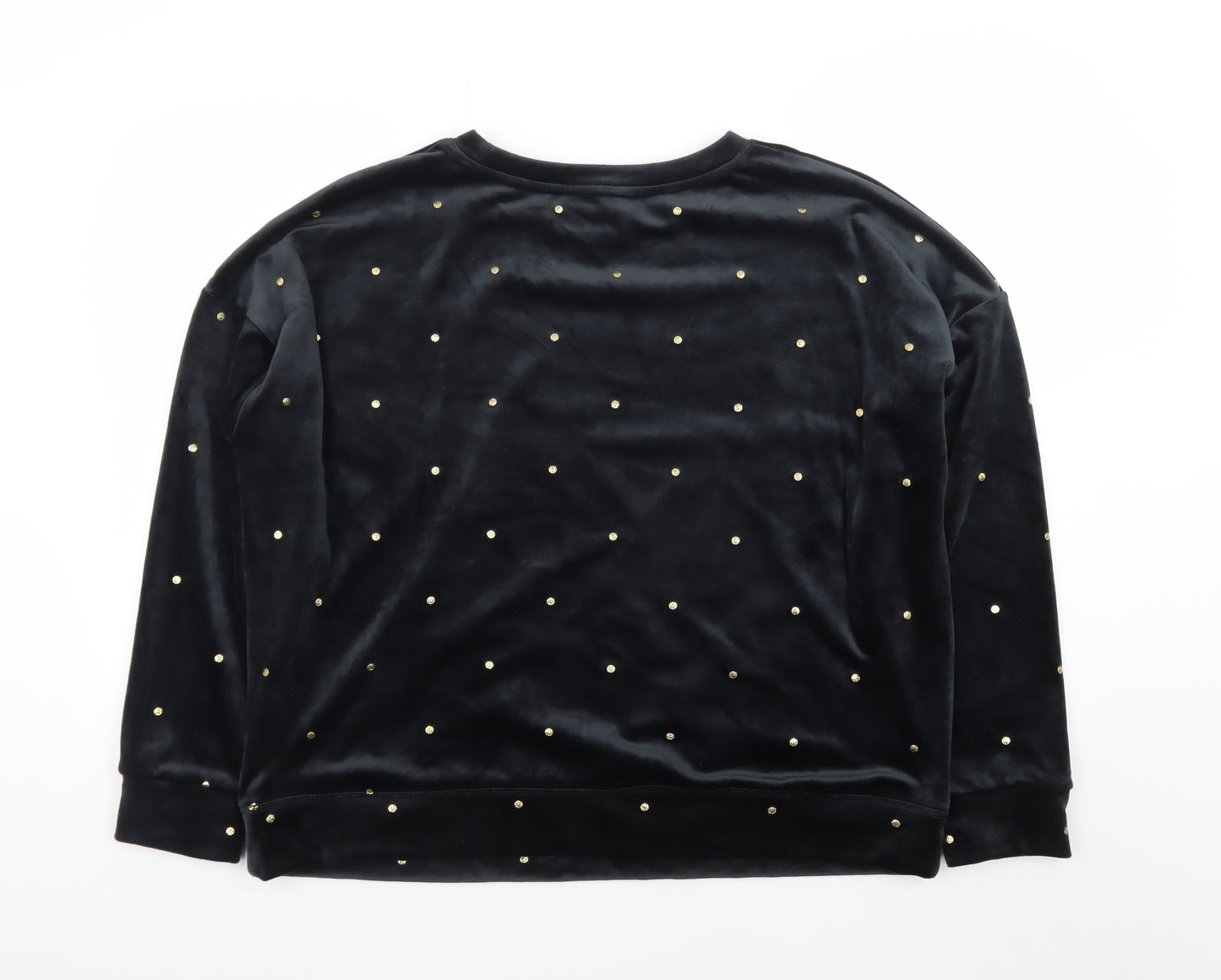 Marks and Spencer Womens Black Velvet Studded Pullover Sweatshirt Size L