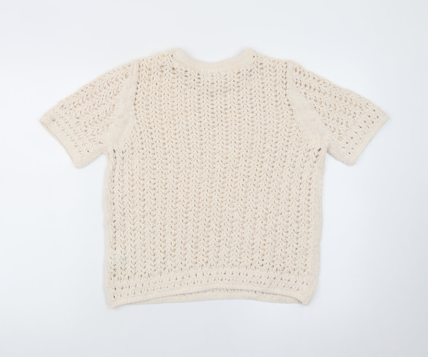Marks and Spencer Women’s Beige Open-Knit Short Sleeve Jumper M