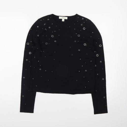 Marks and Spencer Women’s Black Studded Crew Neck Knit Jumper Size S