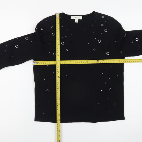 Marks and Spencer Women’s Black Studded Crew Neck Knit Jumper Size S