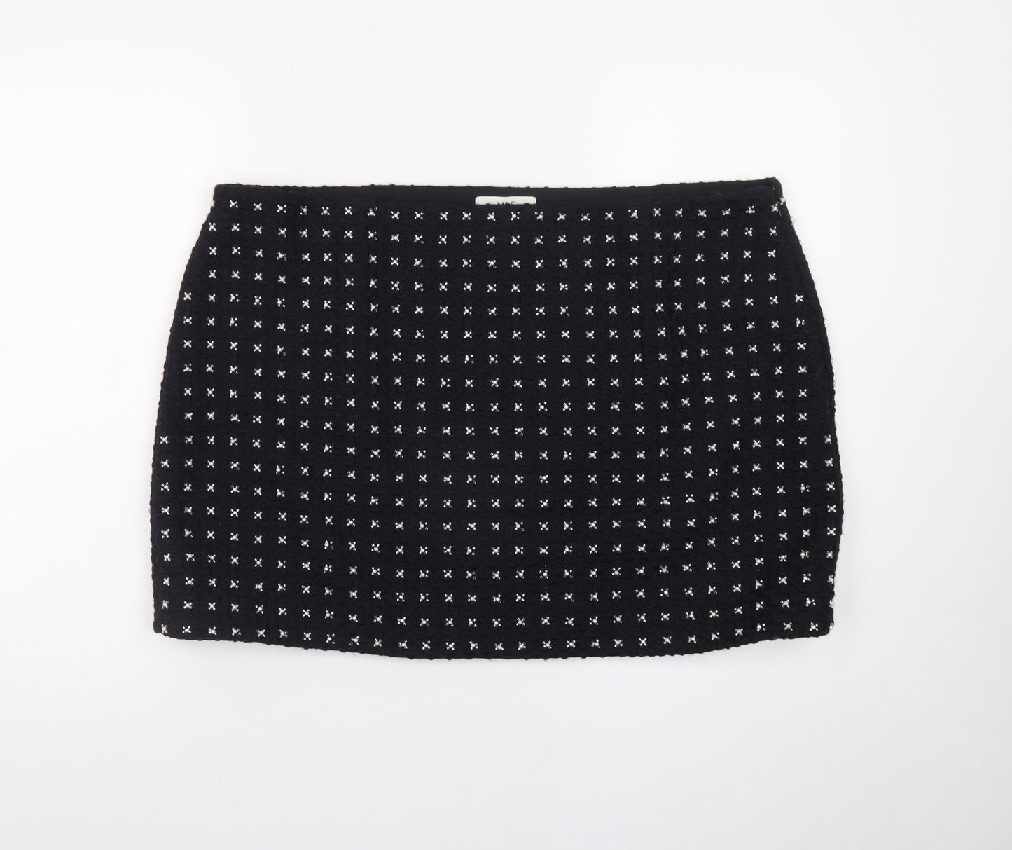 Marks and Spencer Women Black Size 20 Short Tweed Pencil Skirt
