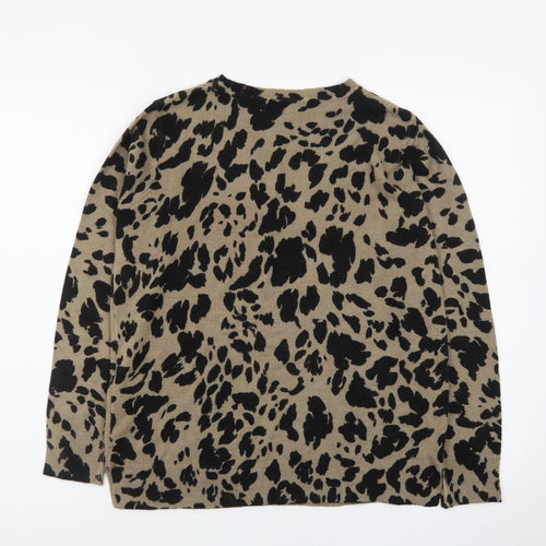 Marks and Spencer Women's Brown Leopard Print Cotton Jumper Size 10