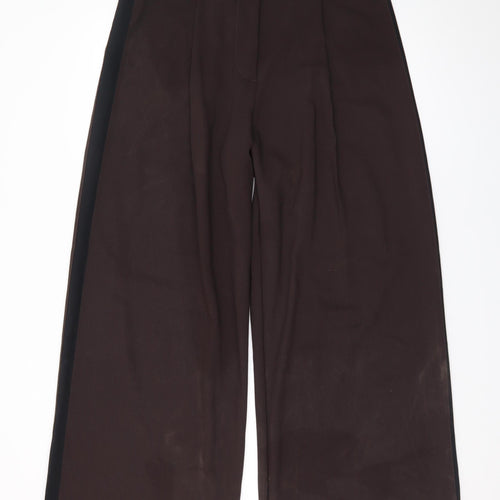 Marks and Spencer Women Brown Size 14 Wide-Leg Trousers