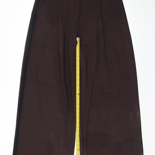 Marks and Spencer Women Brown Size 14 Wide-Leg Trousers