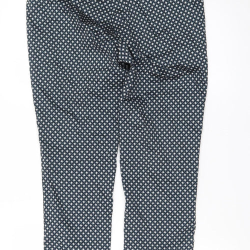 H&M Women’s Blue Geometric Slim Ankle Trousers Size 16