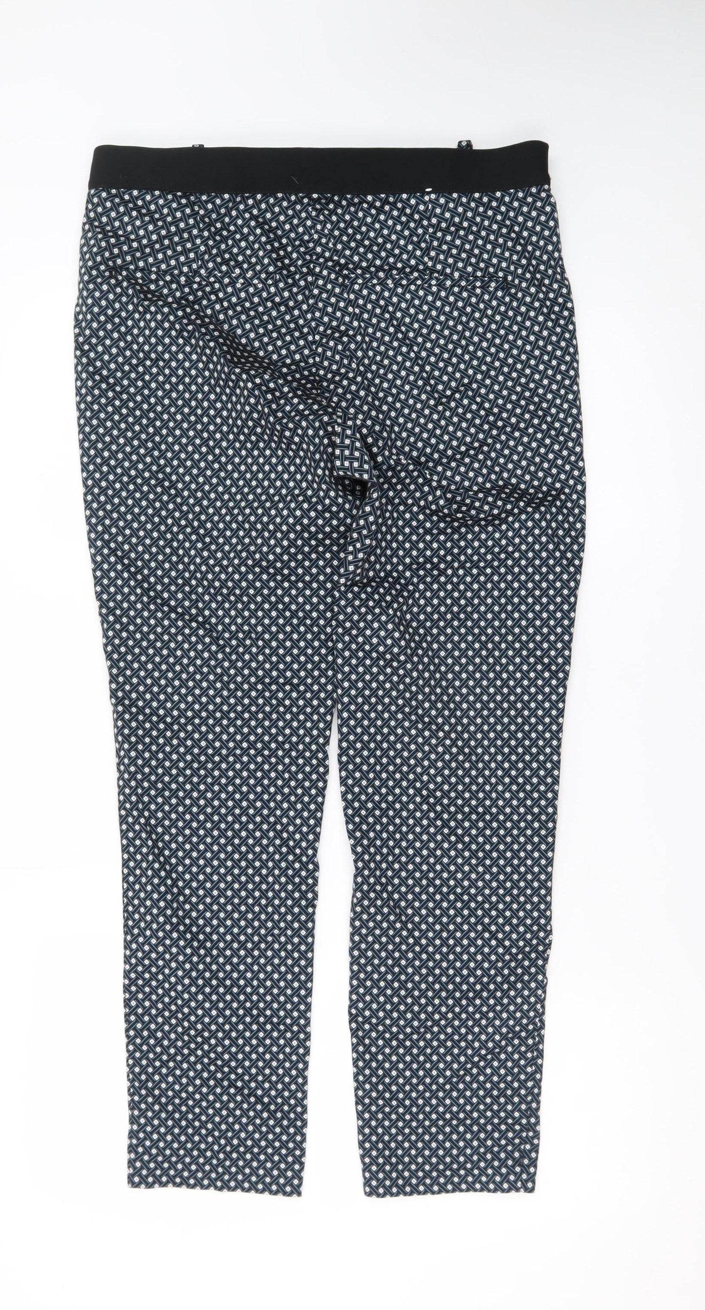 H&M Women’s Blue Geometric Slim Ankle Trousers Size 16