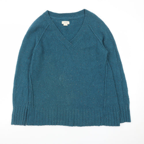 Fat Face Womens Blue V-Neck Lambswool Knit Jumper Size 12
