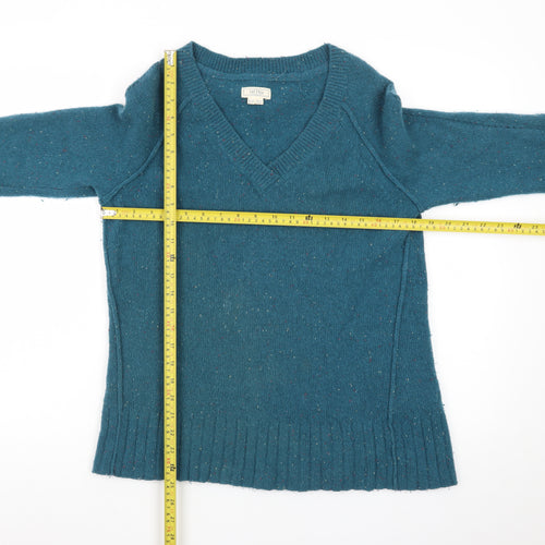 Fat Face Womens Blue V-Neck Lambswool Knit Jumper Size 12