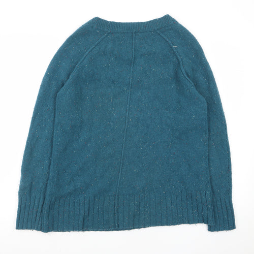 Fat Face Womens Blue V-Neck Lambswool Knit Jumper Size 12