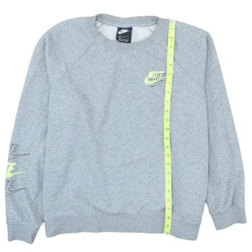 Nike Womens Grey Crew Neck Pullover Sweatshirt Size L Logo Print