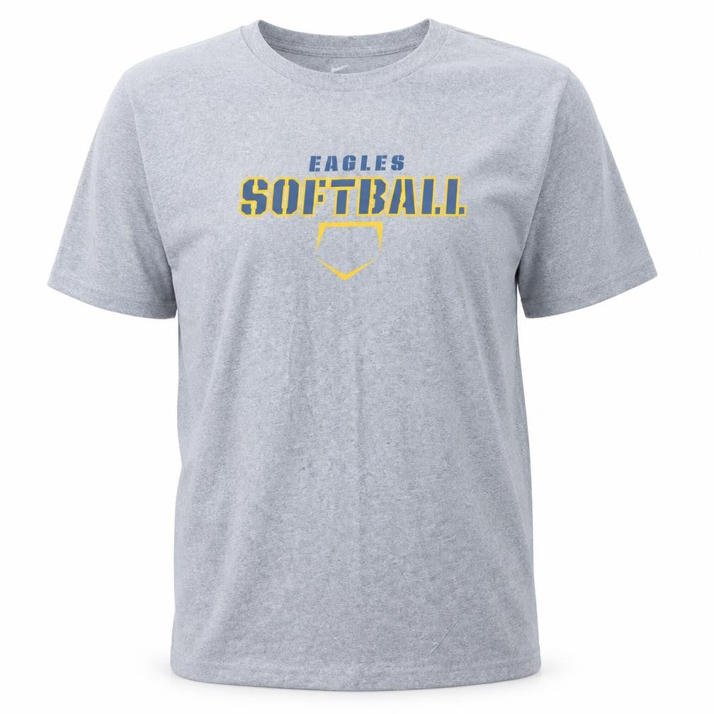 Front view of Nike Men's Grey XL Eagles Softball Athletic T-Shirt