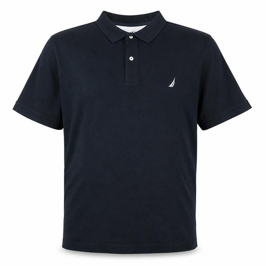 Front view of Nautica Men's Black Classic Fit Polo Shirt XXL Cotton Blend