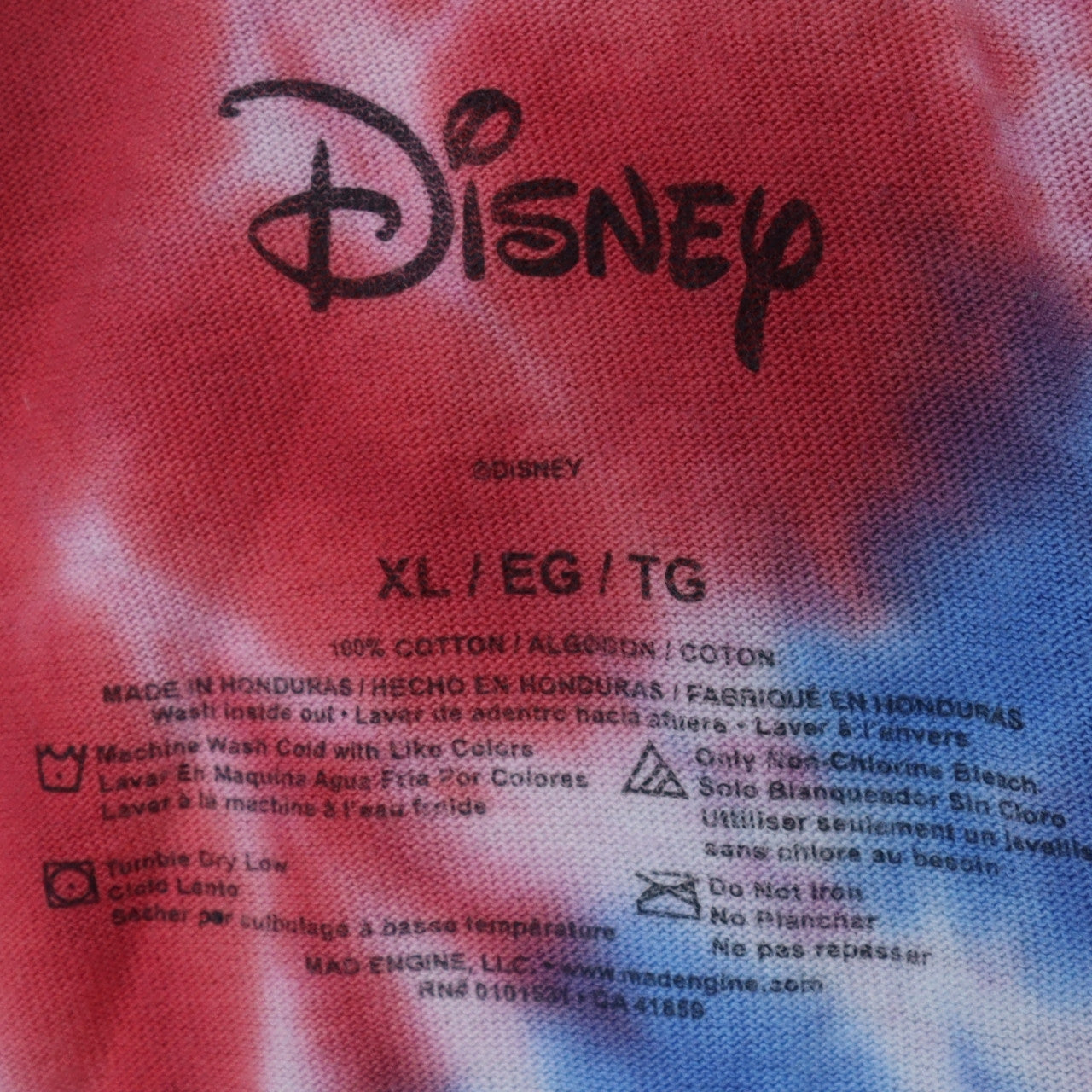 Disney Womens Multicoloured XL Tie-Dye Mickey Mouse T-Shirt